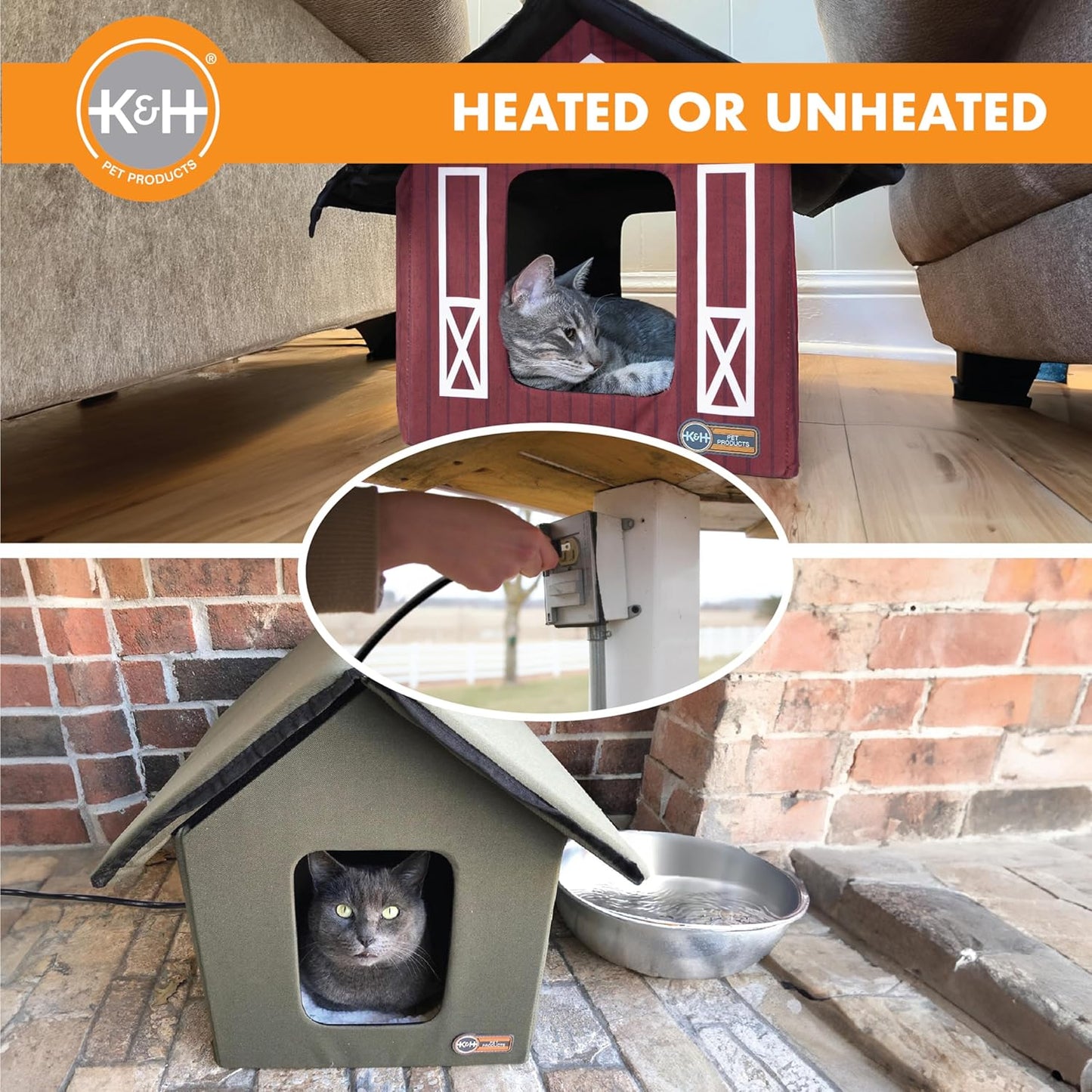 Original Outdoor Heated Kitty House Cat Shelter 19 X 22 X 17 Inches - Heated or Unheated