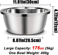 Stainless Steel Large Dog Food Bowl, 176 Oz (24Cup) Large Capacity Dog Water Bowl, Heavy Duty BPA Free for Extra Large Dogs (2 Pcs)