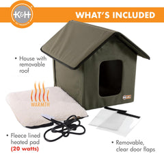 Original Outdoor Heated Kitty House Cat Shelter 19 X 22 X 17 Inches - Heated or Unheated