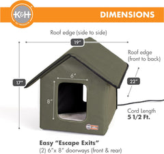 Original Outdoor Heated Kitty House Cat Shelter 19 X 22 X 17 Inches - Heated or Unheated
